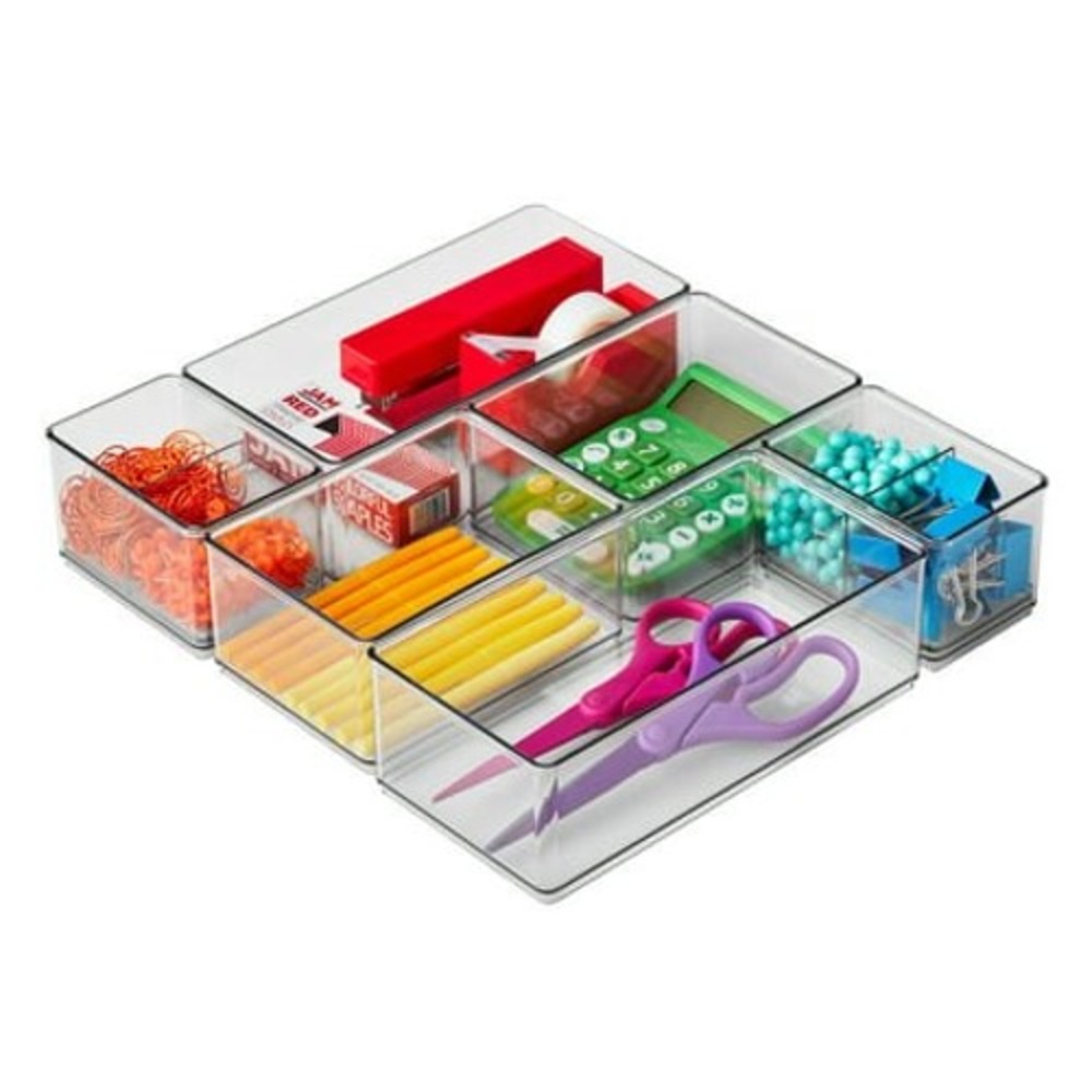 The Home Edit Office Drawer Edit Organizer 6 Pieces Clear Plastic Storage Bins